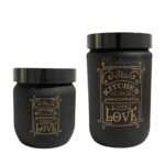 frascos love vidrio negro set x2